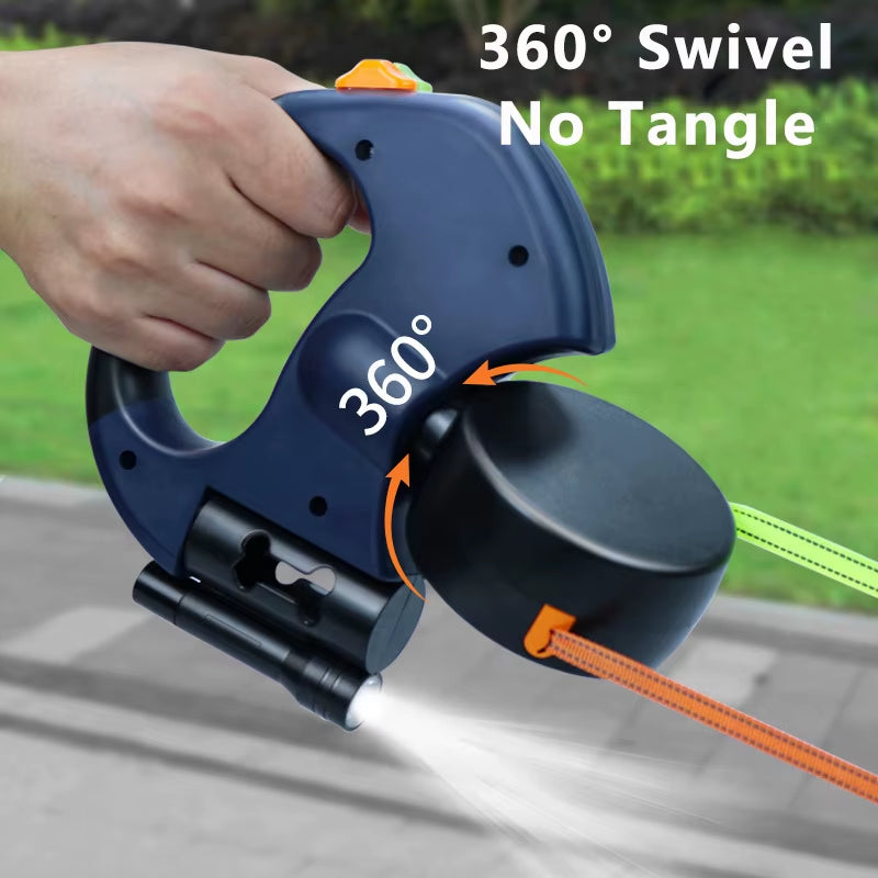 Premium 3M Retractable Double Dog Leash for Small Dogs Reflective 360 Swivel No Tangle Walking Pet Lead with LED Lights